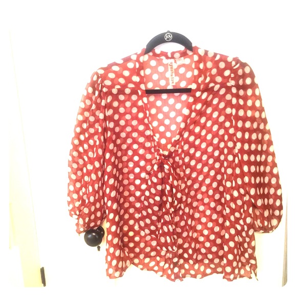Eyeshadow Tops - Eyeshadow Burnt orange, polka dot blouse